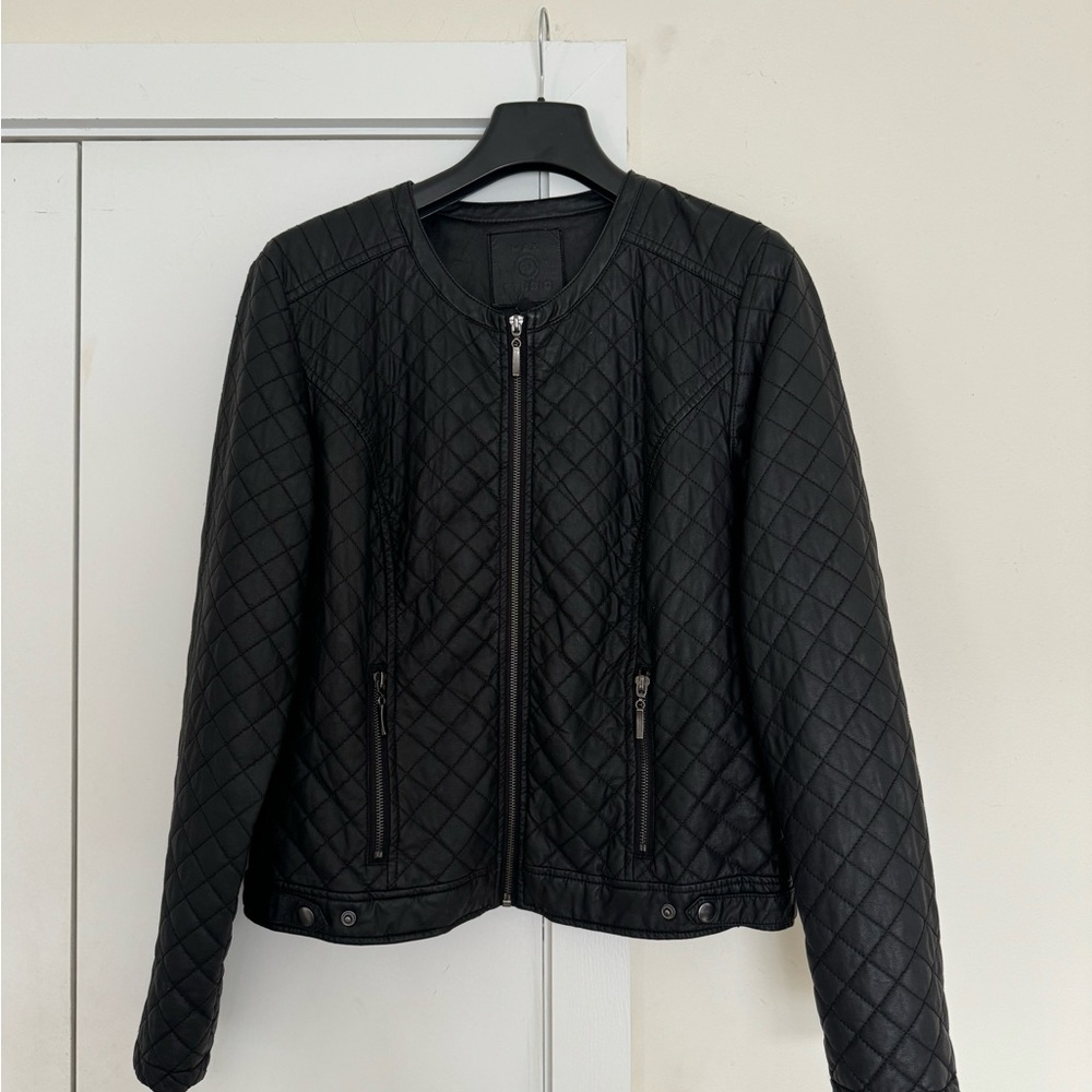 Max Studio black faux leather jacket.